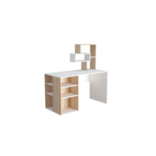 EPIKASA Desk Lara - Sonoma Lower Cabinet 130x60x75 cm, Upper Cabinet 60X20x60 cm
