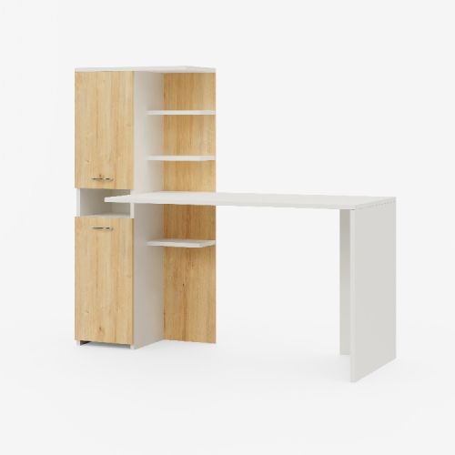 EPIKASA Desk Clio - Oak Bookcase: 60x31,5x135 cm, Table: 120x60x73,8 cm