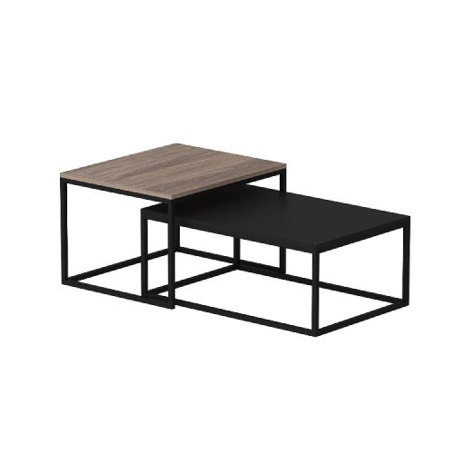 EPIKASA Coffee Table Aura - Black igh Coffee Table 60x45x47 cm, Low Coffee Table 72x45x37 cm