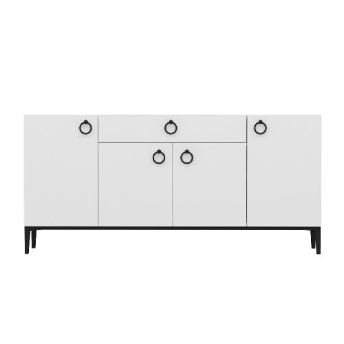 EPIKASA Multiuse Cabinet Gloria - White 160x42x75 cm, Legs 15 cm