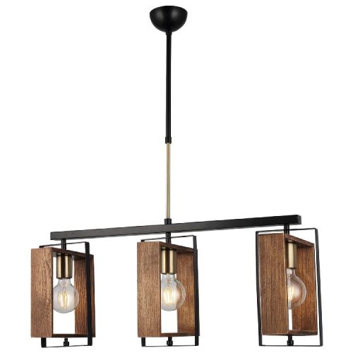 EPIKASA Hanging Lamp Lecco - Wood Lamp Rod Min 30 cm Max 55 cm