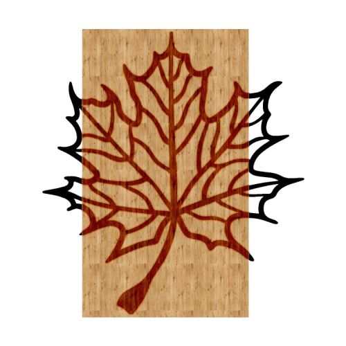 EPIKASA Metal and Wood Decoration Leaf - Wood 46x1,8x50 cm