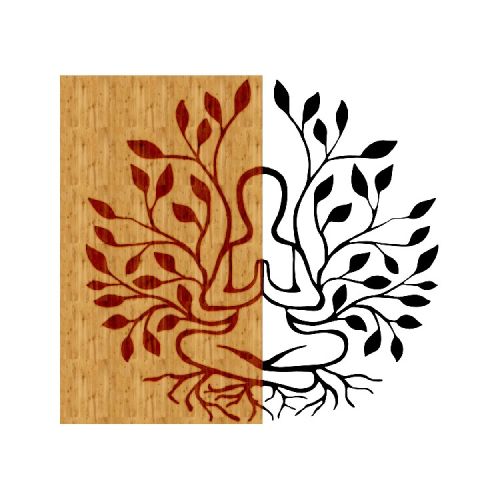 EPIKASA Metal and Wood Wall Decoration Yoga - Wood 50x1,8x50 cm