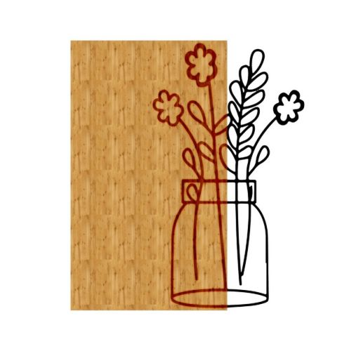 EPIKASA Metal and Wood Wall Decoration Flower 9 - Wood 43x1,8x50 cm