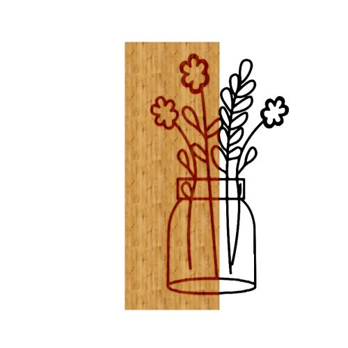 EPIKASA Metal and Wood Decoration Flower 10 - Wood 28x1,8x50 cm