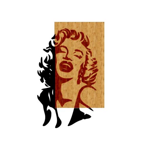 EPIKASA Decorazione da Parete in Metallo e Legno Marilyn - Legno 42x1,8x62 cm