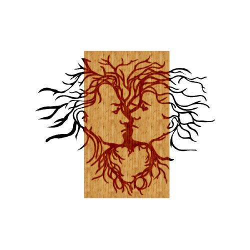 EPIKASA Metal and Wood Decoration Kiss - Wood 62x1,8x50 cm