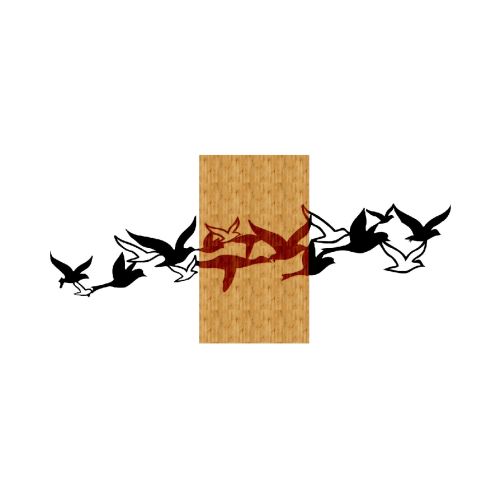 EPIKASA Metal and Wood Decoration Birds - Wood 100x1,8x50 cm
