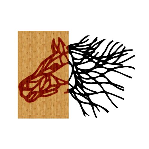 EPIKASA Metal and Wood Wall Decoration Horse - Wood 67x1,8x50 cm