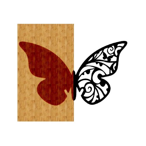 EPIKASA Metal and Wood Wall Decoration Butterfly 1 - Wood 57x1,8x50 cm