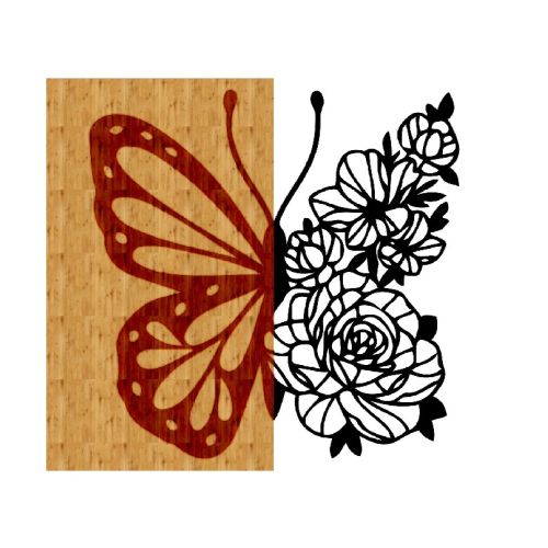 EPIKASA Metal and Wood Decoration Butterfly 2 - Wood 51x1,8x50 cm