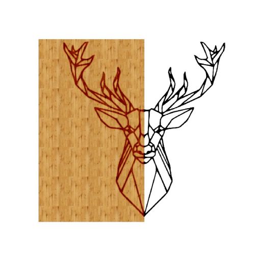 EPIKASA Metal and Wood Decoration Deer - Wood 51x1,8x50 cm