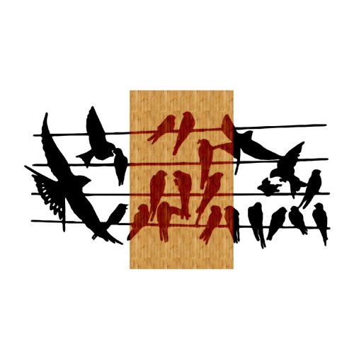 EPIKASA Decorazione da Parete in Metallo e Legno Uccelli 1 - Legno 87x1,8x50 cm