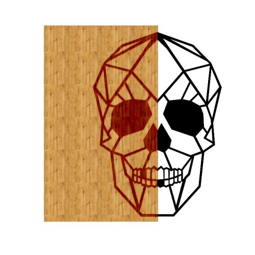 EPIKASA Metal and Wood Wall Decoration Skull - Wood 45x1,8x50 cm