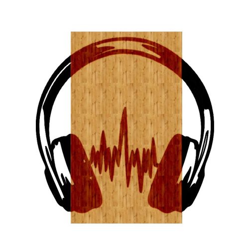 EPIKASA Metal and Wood Wall Decoration Headphones - Wood 48x1,8x50 cm
