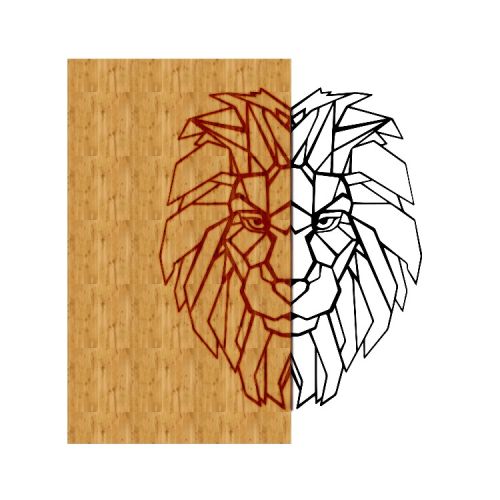 EPIKASA Metal and Wood Decoration Lion 1 - Wood 46x1,8x50 cm