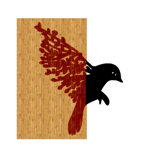 EPIKASA Metal and Wood Decoration Bird 3 - Wood 45x1,8x50 cm