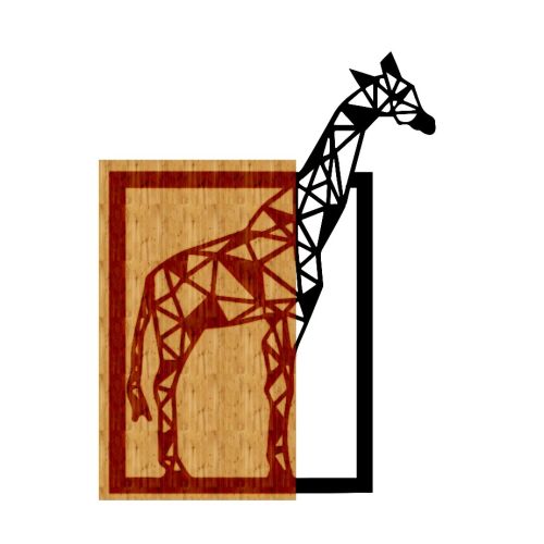 EPIKASA Decorazione da Parete in Metallo e Legno Giraffa 1 - Legno 50x1,8x67 cm
