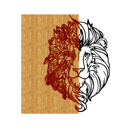 EPIKASA Metal and Wood Decoration Lion 2 - Wood 50x1,8x50 cm