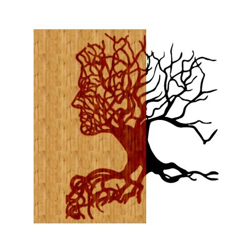 EPIKASA Metal and Wood Wall Decoration Tree 14 - Wood 48x1,8x50 cm