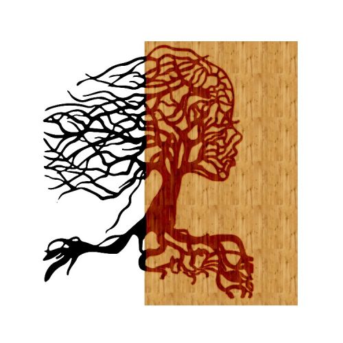 EPIKASA Metal and Wood Wall Decoration Tree 15 - Wood 50x1,8x50 cm