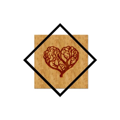 EPIKASA Metal and Wood Decoration Heart 1 - Wood 40x1,8x40 cm