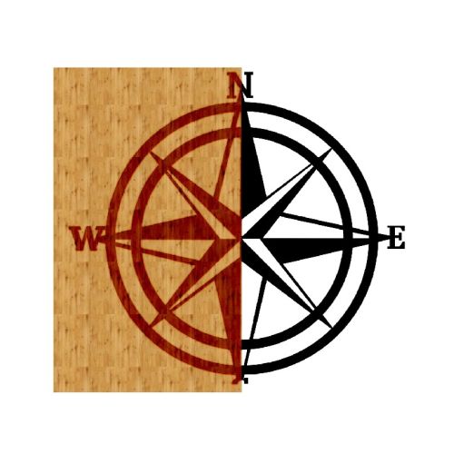 EPIKASA Metal and Wood Decoration Compass - Wood 53x1,8x50 cm