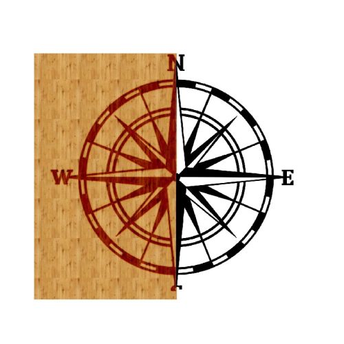 EPIKASA Metal and Wood Wall Decoration Compass 1 - Wood 52x1,8x50 cm