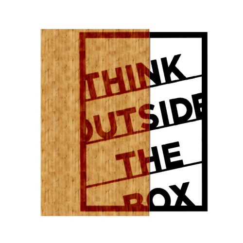 EPIKASA Decorazione in Metallo e Legno Think Outside the Box - Legno 44x1,8x50 cm