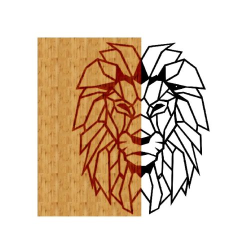 EPIKASA Metal and Wood Wall Decoration Lion 3 - Wood 50x1,8x50 cm