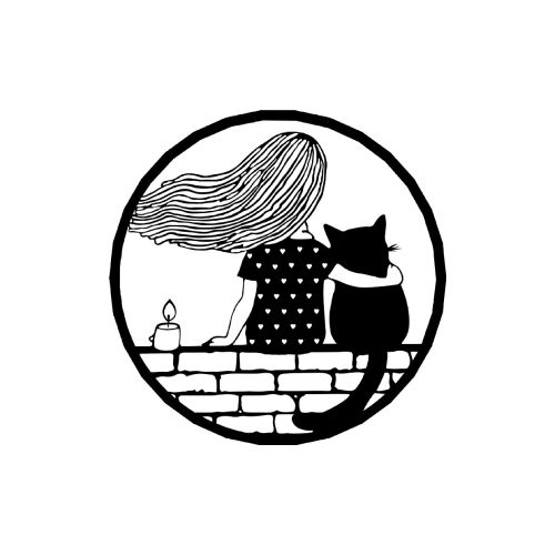 EPIKASA Metal Wall Decoration Girl and cat - Black 60x1,5x60 cm