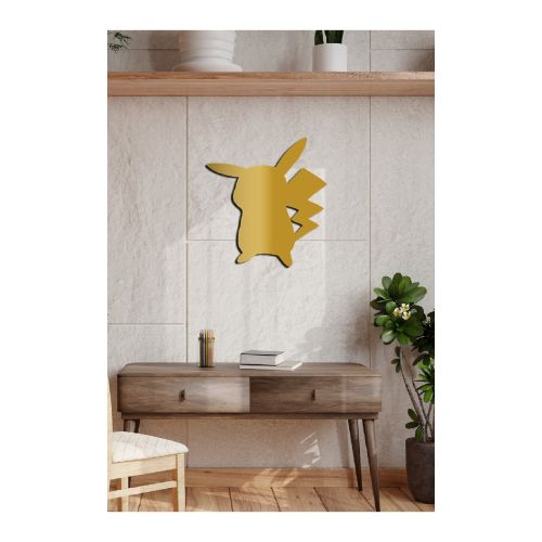 EPIKASA Decorazione da Parete in Metallo Pikachu - Oro 47x1,5x51 cm