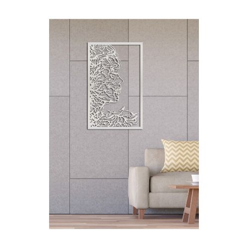 EPIKASA Metal Wall Decoration Face 3 - Silver 55x1,5x87 cm