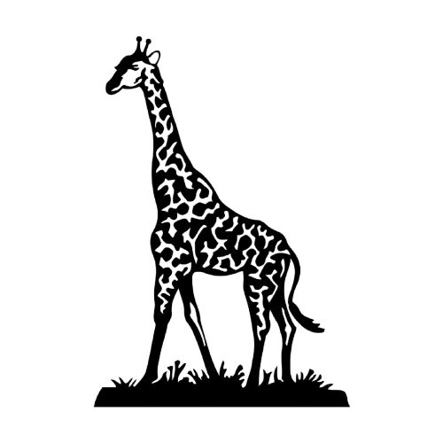 EPIKASA Decorazione da Parete in Metallo Giraffa 2 - Nero 70x1,5x101 cm