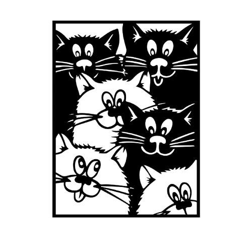 EPIKASA Metal Wall Decoration Cats 7 - Black 75x1,5x100 cm