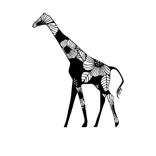 EPIKASA Decorazione da Parete in Metallo Giraffa 4 - Nero 80x1,5x101 cm