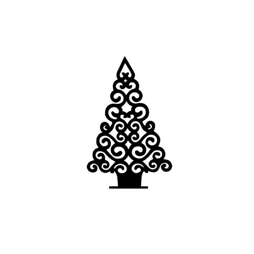 EPIKASA Decorazione da Parete in Metallo Albero di Natale 6 - Nero 65x1,5x101 cm