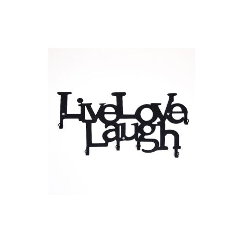 EPIKASA Appendiabiti da Parete Live Love Laugh - Nero 46x2x27 cm