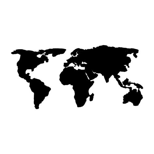 EPIKASA Decorazione da Parete in Metallo Mappa del Mondo 11 - Nero 170x0,5x72 cm
