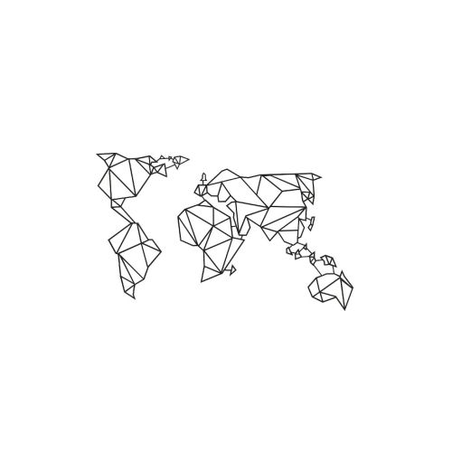 EPIKASA Decorazione in Metallo Mappa del Mondo 15 - Nero 100x1,5x58 cm