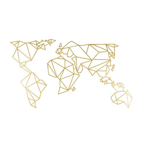 EPIKASA Decorazione da Parete in Metallo Mappa del Mondo 18 - Oro 100x1,5x58 cm