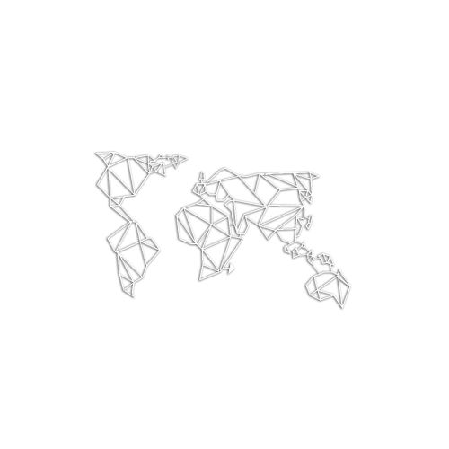 EPIKASA Decorazione da Parete in Metallo Mappa del Mondo 19 - Bianco 100x1,5x58 cm