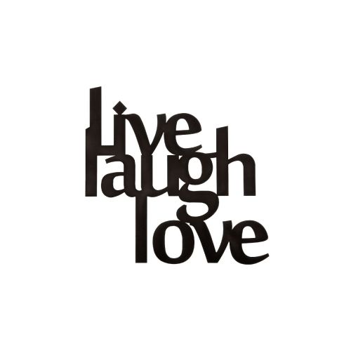 EPIKASA Decorazione da Parete in Metallo Live Love Laugh 3 - Nero 50x1,5x50 cm