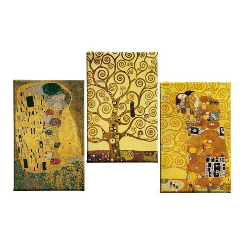 EPIKASA Canvas Print The Kiss by Klimt - Gold 50x3x70 cm (3 Pcs)