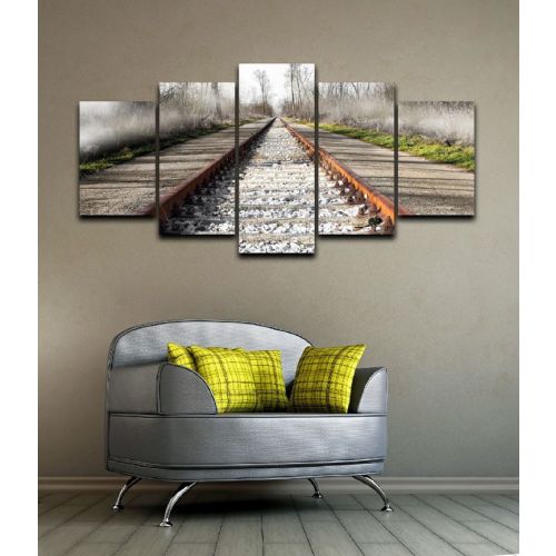 EPIKASA Canvas Print Train - Multicolor 20x3x40 cm (2 Pcs), 20x3x50 cm (2 Pcs), 20x3x60 cm (1Pcs)