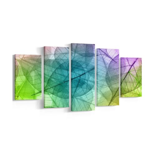 EPIKASA Canvas Print Colourful Leaves 1 - Multicolor 20x3x40 cm (2 pcs), 20x3x50 cm (2 pcs), 20x3x60 cm (1 pc)
