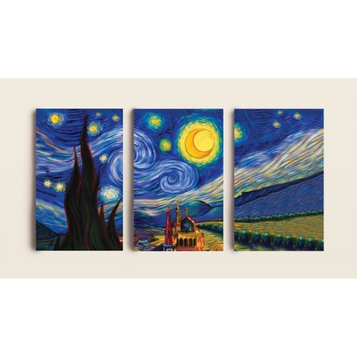 EPIKASA Canvas Print Starry Night - Multicolor 40x3x60 cm (3 Pcs)
