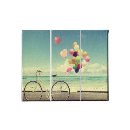 EPIKASA Canvas Print Bike with Balloons - Multicolor 23x3x50 cm (3 Pcs)