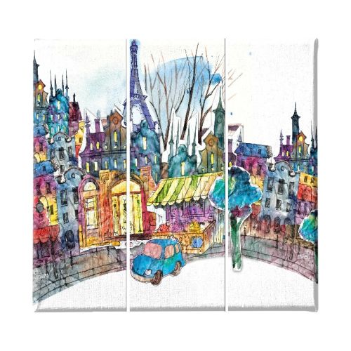 EPIKASA Canvas Print Paris - Multicolor 23x3x50 cm (3 Pcs)