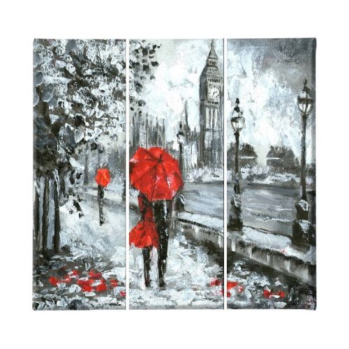 EPIKASA Canvas Print London - Red 23x3x50 cm (3 Pcs)